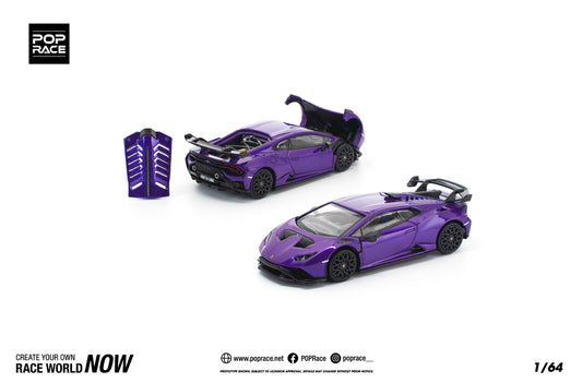 (Preorder) Pop Race 1:64 Lamborghini Huracan STO Viola Pasifae