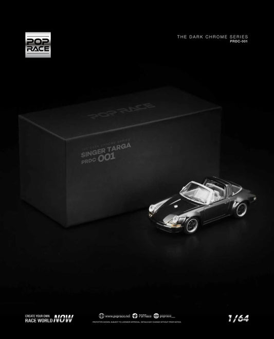 (Preorder) Pop Race 1:64 Porsche Singer Targa DARK CHROME