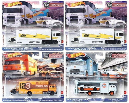 (Preorder) Hot Wheels 1:64 Team Transport 2023 V Case Assortment Set of 4