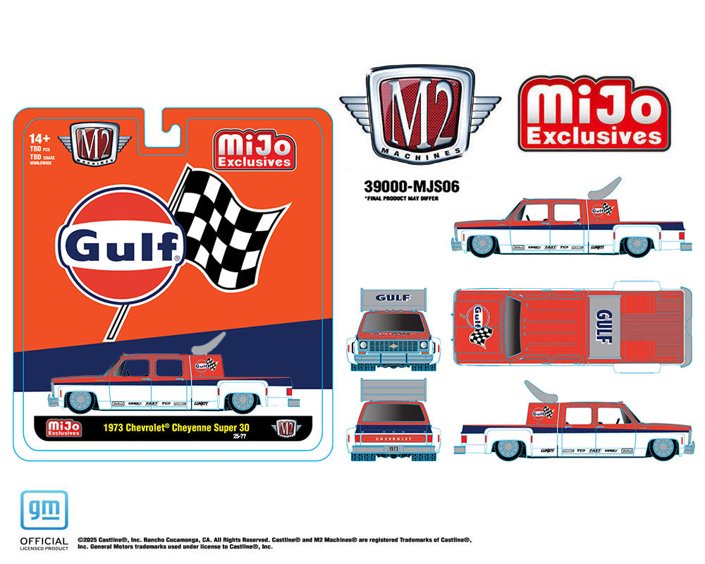 (Preorder) M2 Machines 1:64 1973 Chevrolet Cheyenne Super 30 GULF Racing – MiJo Exclusives Limited Edition
