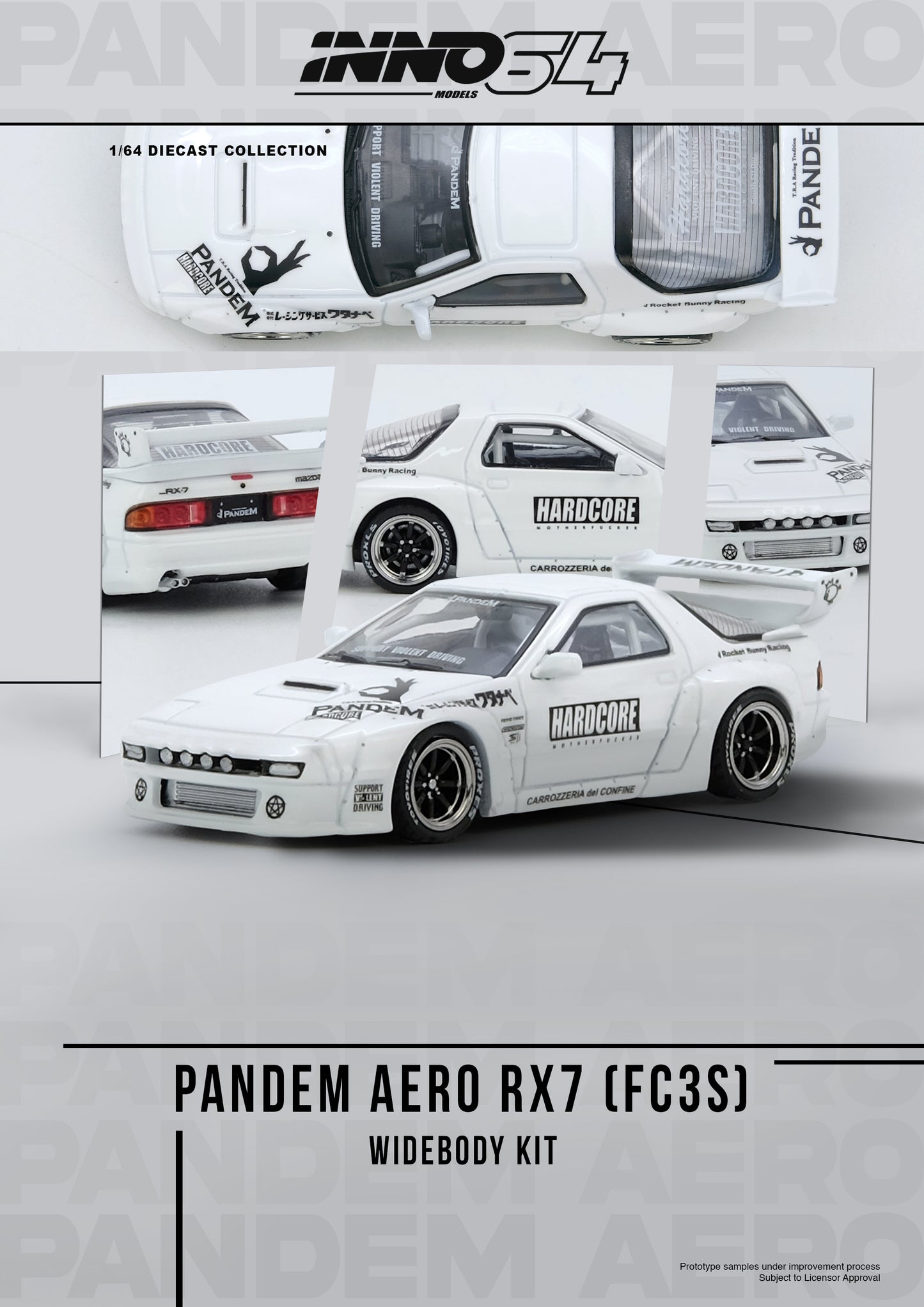 (Preorder) INNO64 1:64 Mazda RX7 (FC3S) "PANDEM AERO" Widebody Kit