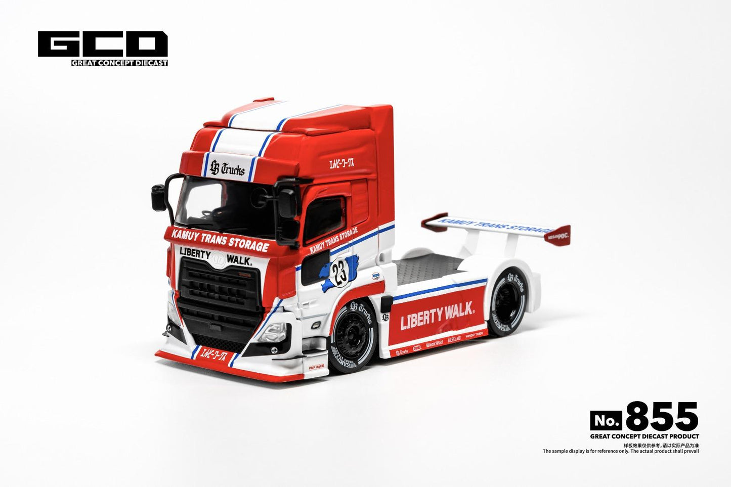 (Preorder) GCD 1:64 LBWK × UD Dual License LB-Trucks Quon Head LB License • Real-Car Livery, Red/White