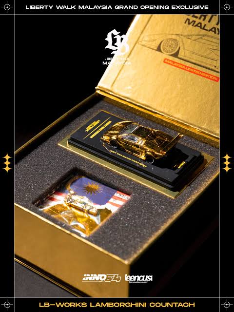 INNO64 LBWK Lamborghini Countach Gold Malaysia Grand Opening With Pin