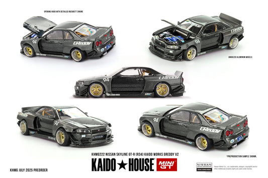 (Preorder) Kaido House x Mini GT 1:64 Nissan Skyline GT-R (R34) Kaido Works GREDDY V2 - KHMG222