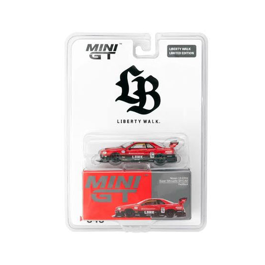 Mini GT 1:64 Nissan LB-ER34 Super Silhouette Red Black LBWK Japan Store Exclusive