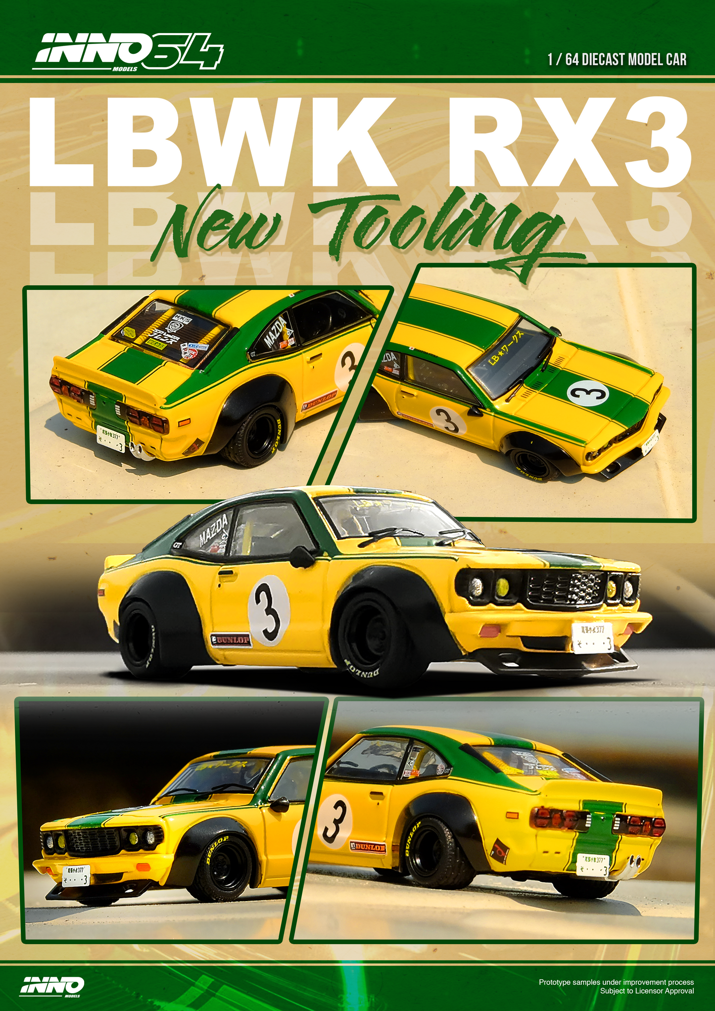 INNO64 1:64 LBWK Mazda RX3 Savanna (New Tooling)
