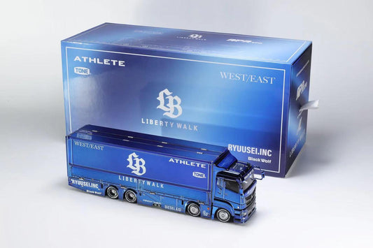 (Preorder) GCD 1:64 Liberty Walk LB-Trucks Mitsubishi Fuso Super Great Transporter LBWK – 2025 Foshan APA XPO Special Limited Edition Chrome Blue - Limited 800pcs!