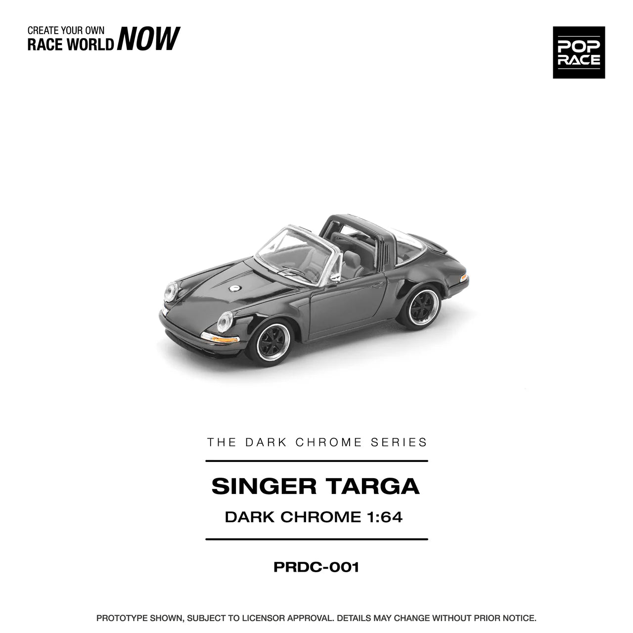 (Preorder) Pop Race 1:64 Porsche Singer Targa DARK CHROME
