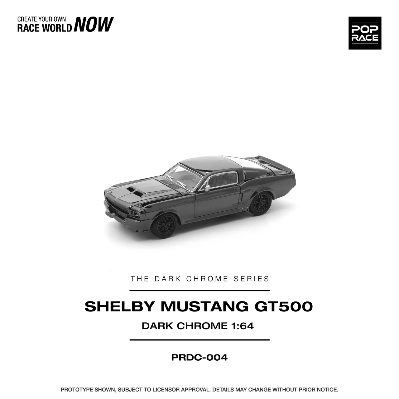 (Preorder) Pop Race 1:64 Shelby Mustang GT500 DARK CHROME