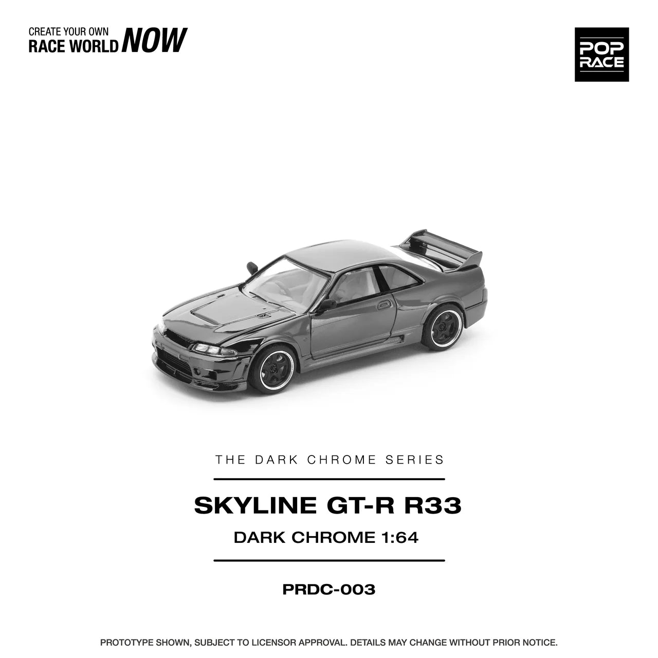(Preorder) Pop Race 1:64 Nissan R33 GTR DARK CHROME