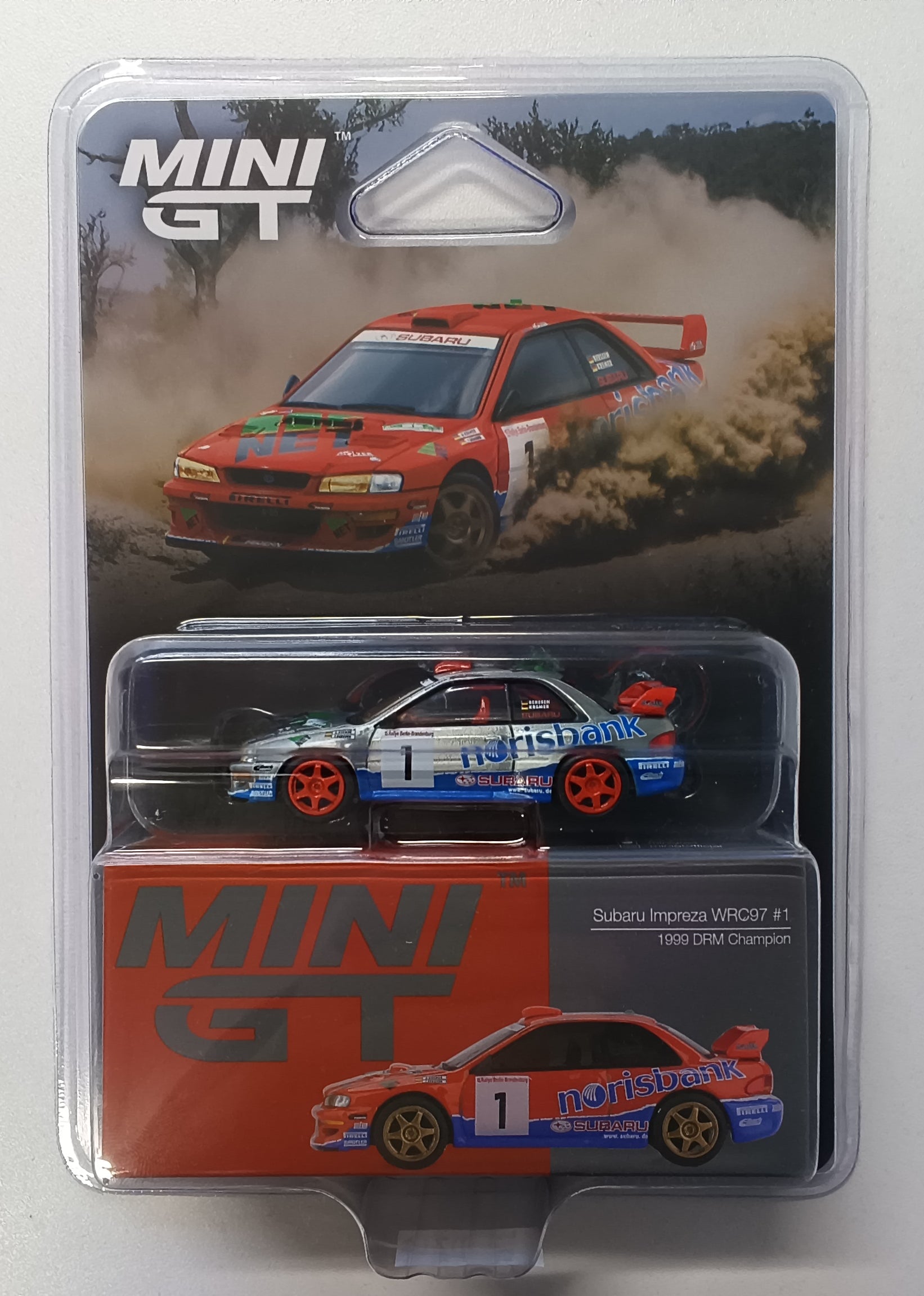 Mini GT Subaru Impreza WRC97 #1 - 1999 DRM Champion - Chase