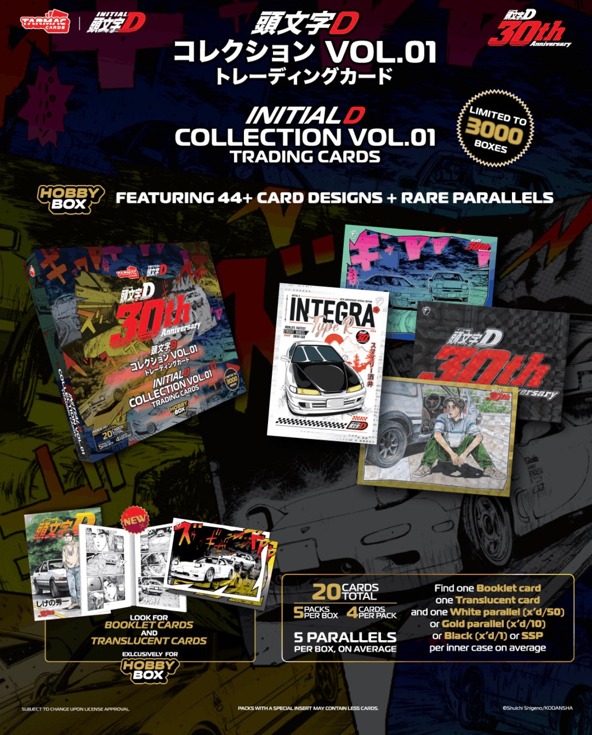 (Preorder) Tarmac Cards Initial D Collection Vol.01 - 30th Anniversary - Hobby Box