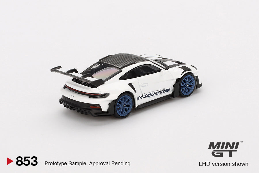 (Preorder) Mini GT 1:64 Porsche 911 (992) GT3 RS Weissach Package White with Indigo Blue