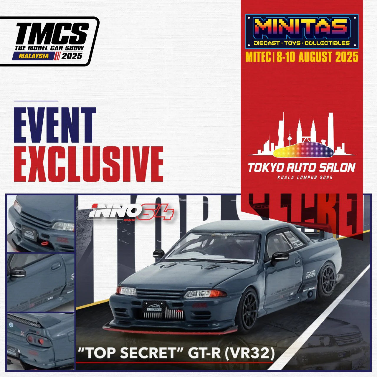 INNO64 1:64 Nissan Skyline TOP SECRET VR32 TMCS-TOKYO AUTO SALON Exclusive