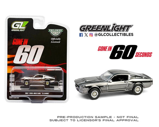(Preorder) Greenlight 1:64 1967 Ford Mustang Eleanor – Gone in 60 Second – Chrome Edition – Hollywood