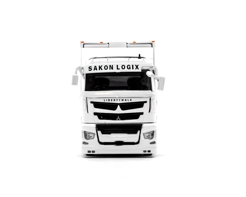GCD 1:64 Liberty Walk LB-Trucks Mitsubishi Fuso Super Great Transporter Sakon Logix – White