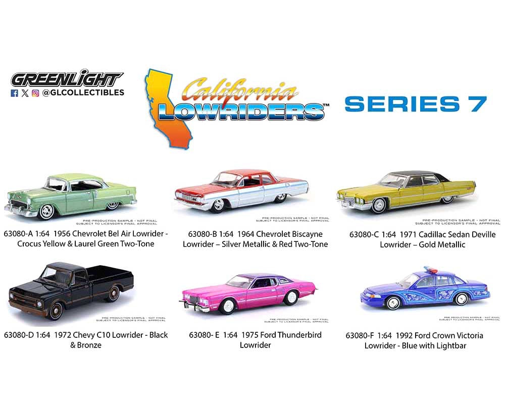 (Preorder) Greenlight 1:64 California Lowriders Series 7 Assortment – California Lowriders