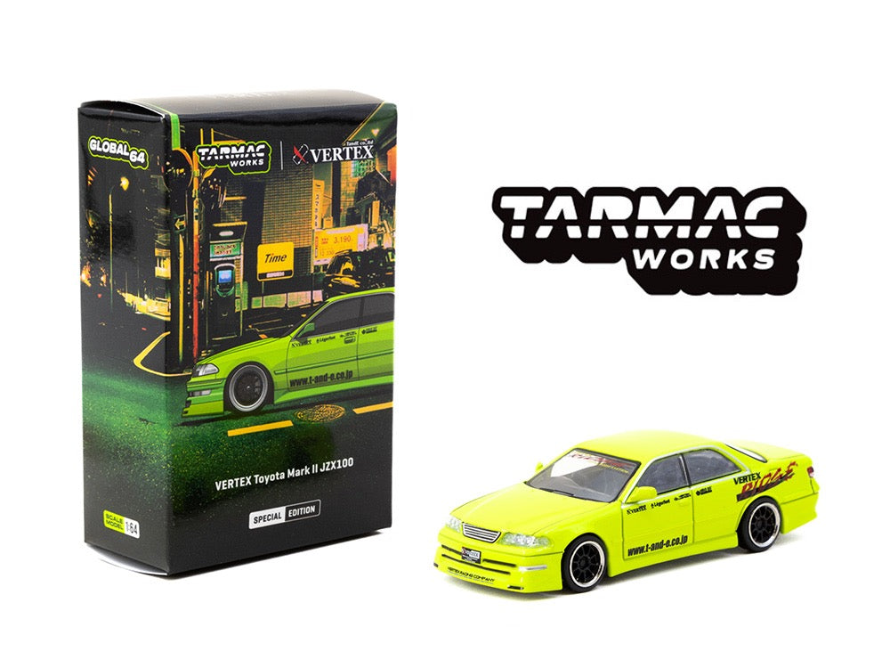 (Preorder) Tarmac Works 1:64 Global VERTEX Toyota Mark II JZX100 Special Edition – Green