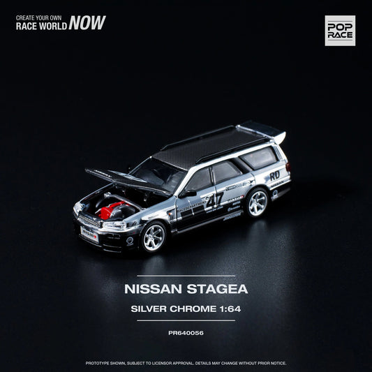 Pop Race 1:64 Stagea R34 Department Chrome