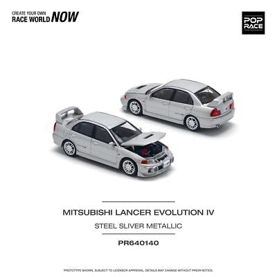 Pop Race 1:64 Mitsubishi Lancer Evolution IV Steel Silver Metallic