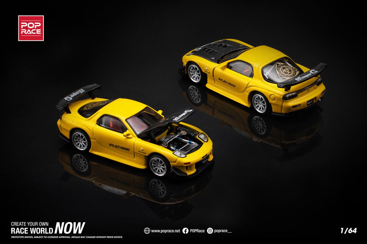Pop Race 1:64 Mazda RX-7 (FD3S) RE-AMEMIYA Widebody Yellow