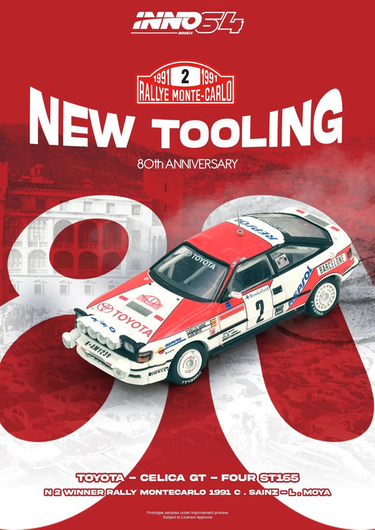 (Preorder) INNO64 1:64 Toyota Celica GT-FOUR (ST165) Winner Rally Monte Carlo 1991 C. Sainz / L. Moya"