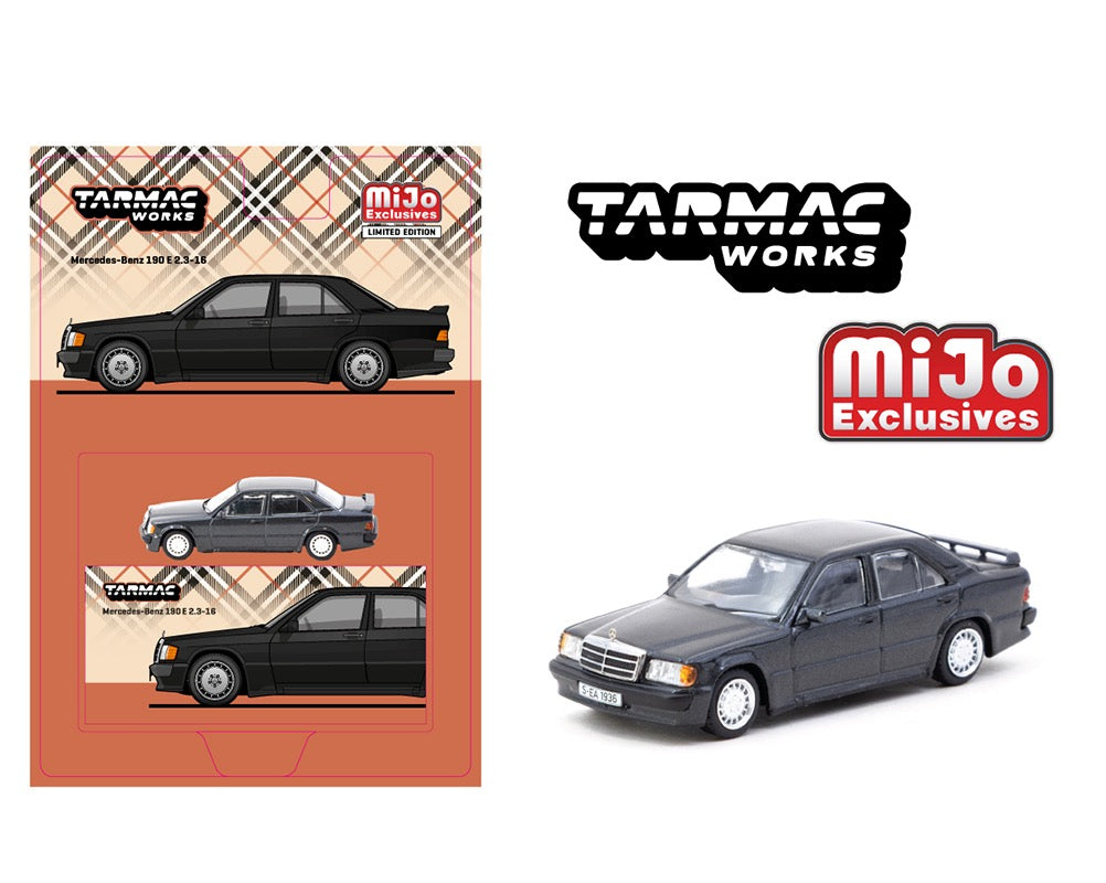 Tarmac Works 1:64 Mercedes-Benz 190 E 2.3-16 – Blue/Black Metallic – Global64 – MiJo Exclusives Limited Edition