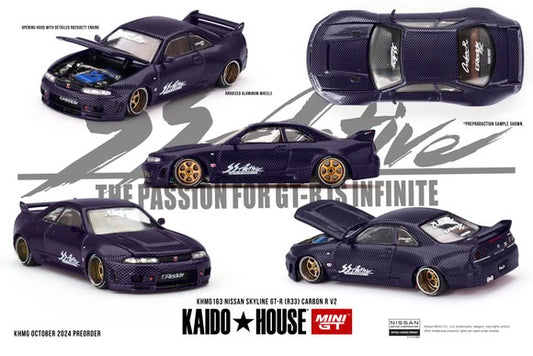 (Live Box Break) Kaido House x Mini GT 1:64 Nissan Skyline GT-R (R33) Active Carbon R V2