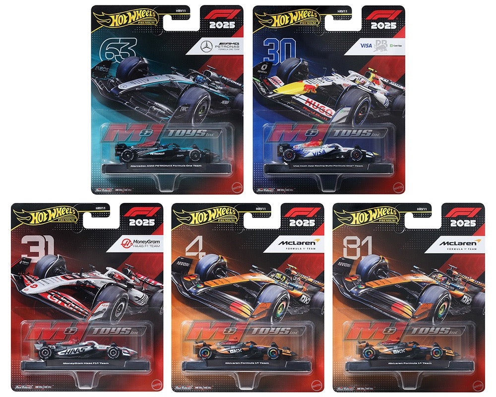 (Preorder) Hot Wheels 1:64 F1 2025 Racing Premium J Assortment - Case of 8