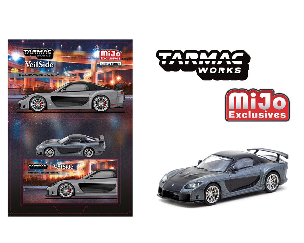 (Preorder) Tarmac Works 1:64 Mazda RX-7 VeilSide Fortune7- Grey metallic / Black – MiJo Exclusives