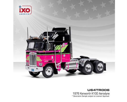 IXO Models 1:64 IXO Models 1:64 1976 Kenworth K100 Aerodyne – Black and Pink