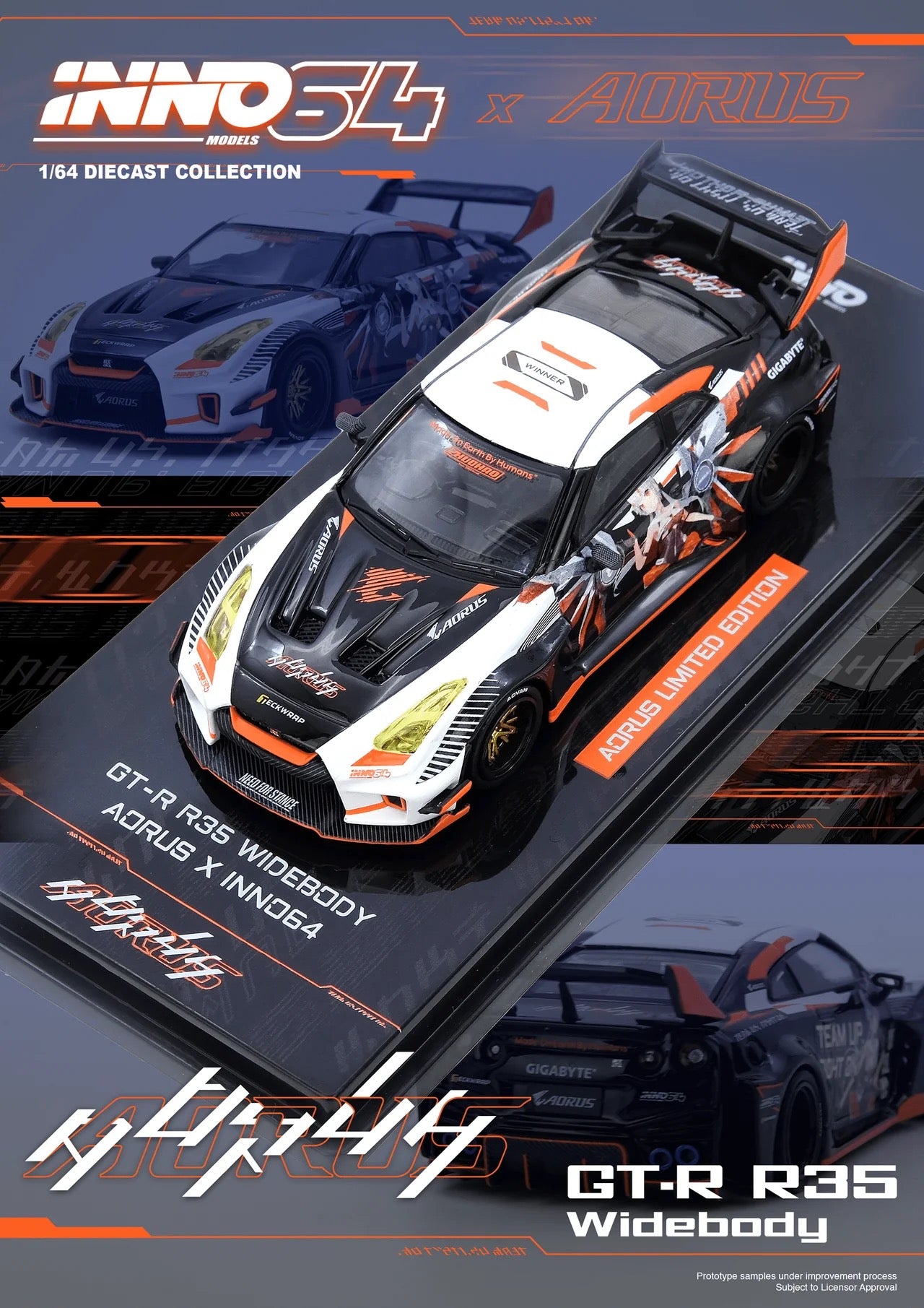INNO64 1:64 Nissan GT-R R35 WIDEBODY AORUS X INNO64 Event Exclusive