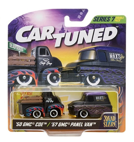 CarTuned 1:64 2-Pack Series 7 “Dead Sleds” – 1959 Cadillac, 1947 Chevy Fleetline, 1950 GMC COE, 1957 GMC Panel Van
