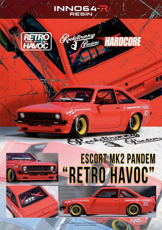 INNO64 1:64 Ford Escort MK2 Pandem “EMOTION” Retro Havoc