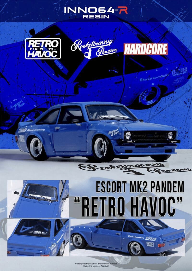 INNO64 1:64 Ford Escort MK2 Pandem “EMOTION” Retro Havoc