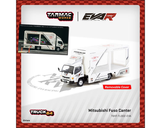 Tarmac Works 1:64 Mitsubishi Fuso Canter EVA Racing Mobile Display Truck – White – Truck64