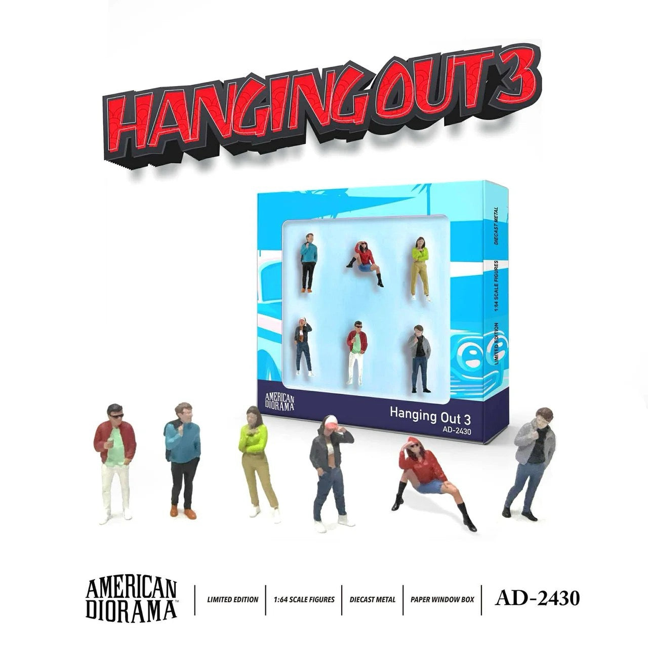 Hanging Out 3 Figures Set Diecast 1:64 Scale Model - American Diorama