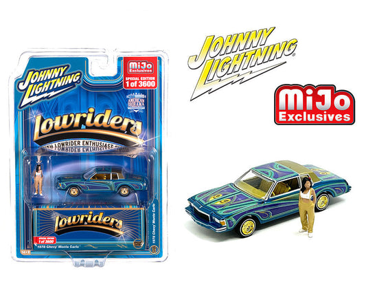 Johnny Lightning 1:64 Lowriders 1978 Chevrolet Monte Carlo with American Diorama Figure Limited 3,600 Pieces – Mijo Exclusives