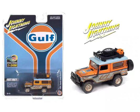 Johnny Lightning 1:64 1980 Toyota Land Cruiser Gulf Muddy – EMS Exclusive Special Edition