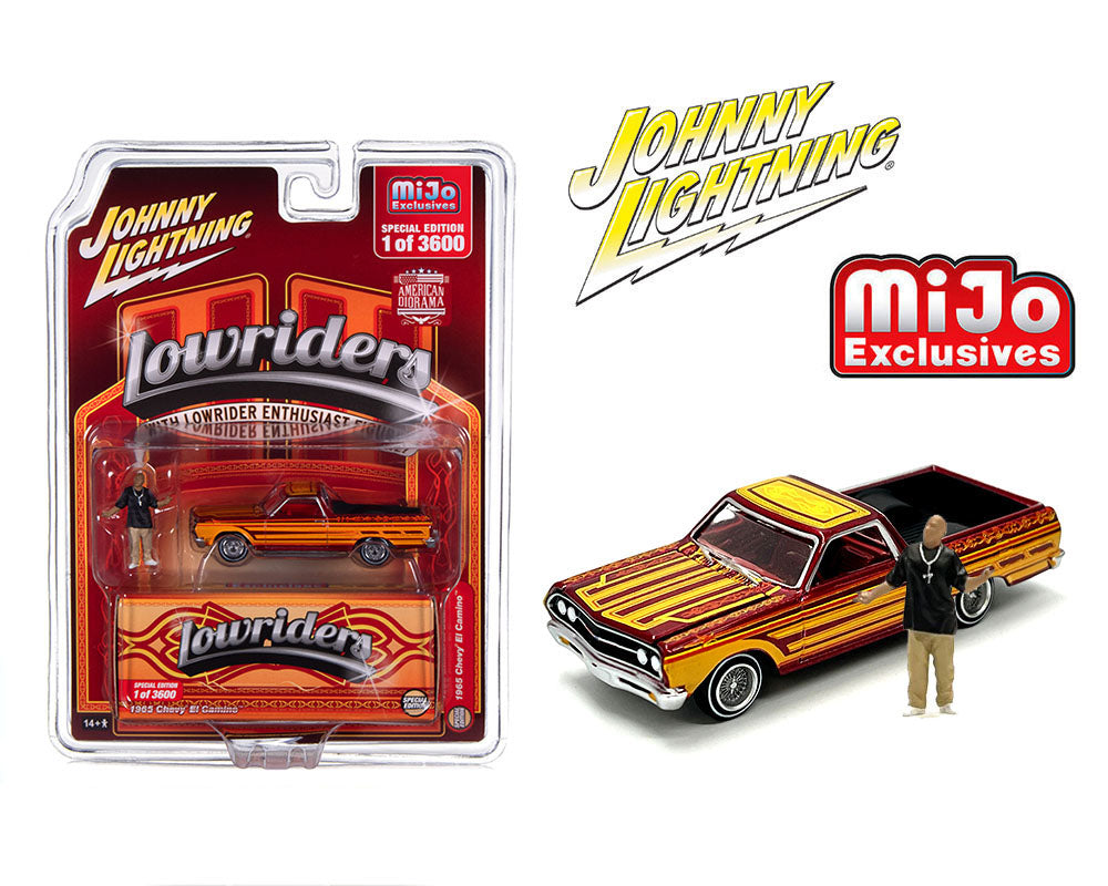 (Preorder) Johnny Lightning 1:64 Lowriders 1965 Chevrolet El Camino with American Diorama Figure Limited 3,600 Pieces – Mijo Exclusives