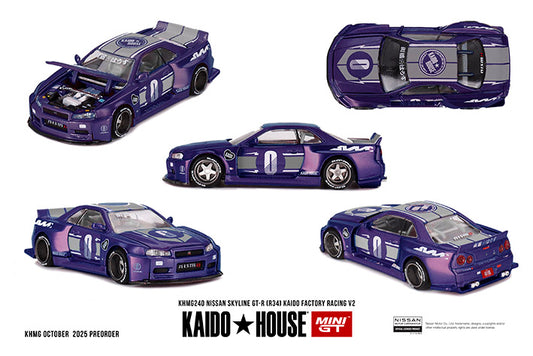 (Preorder) Kaido House x Mini GT 1:64 Nissan Skyline GT-R (R34) KAIDO RACING FACTORY V2 - KHMG240