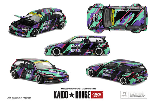 (Preorder) Kaido House x Mini GT 1:64 Honda Civic (EF) Kaido Works HKS - KHMG303