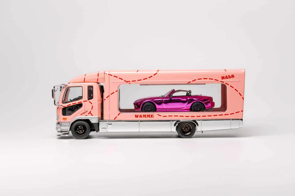 GCD 1:64 Fuso Fighter (1024) Pink Pig + MX-5 Spec Miata (NC1) RHD Chrome Pink