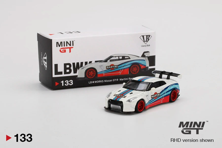 Mini GT LB Works Nissan GT-R R35 Type 1, Rear Wing Ver.1, Martini Racing RHD - MGT00133