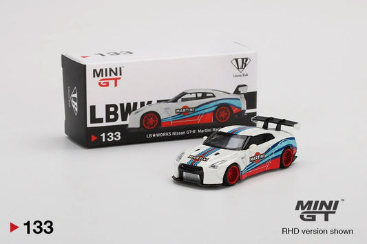 Mini GT LB Works Nissan GT-R R35 Type 1, Rear Wing Ver.1, Martini Racing RHD - MGT00133