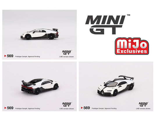(Preorder) Mini GT 1:64 Bugatti Chiron Pur Sport  – White – Mijo Exclusives