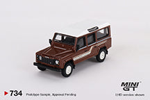 Mini GT Land Rover Defender 110 1985 County Station Wagon Russet Brown (734)