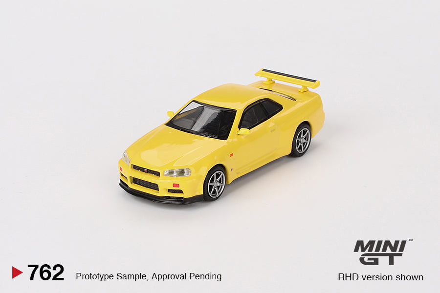 Mini GT Nissan Skyline GT-R (R34) V-Spec Lightning Yellow (762)