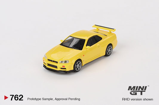 Mini GT Nissan Skyline GT-R (R34) V-Spec Lightning Yellow (762)