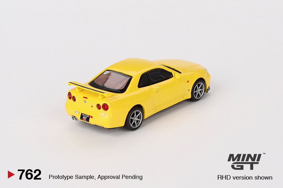 Mini GT Nissan Skyline GT-R (R34) V-Spec Lightning Yellow (762)
